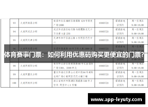 体育赛事门票：如何利用优惠码购买更便宜的门票？